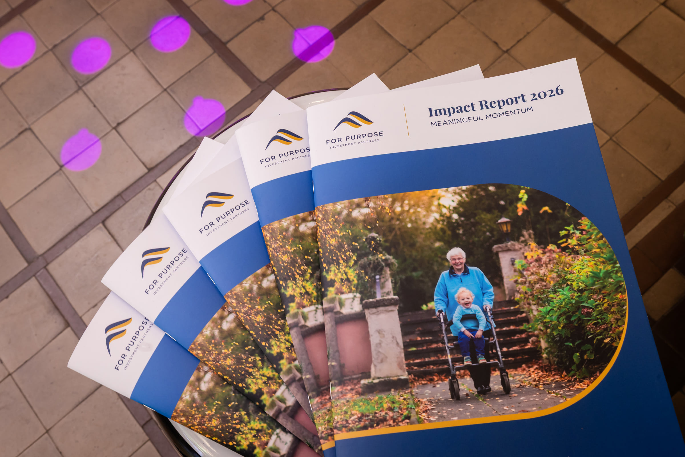 Copies of the For Purpose Investment Partners Impact Report displayed at the launch